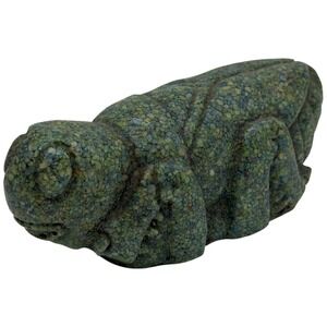 Stone Carving Animal Figurine Green Grasshopper Sculpture Desk Shelf Decor